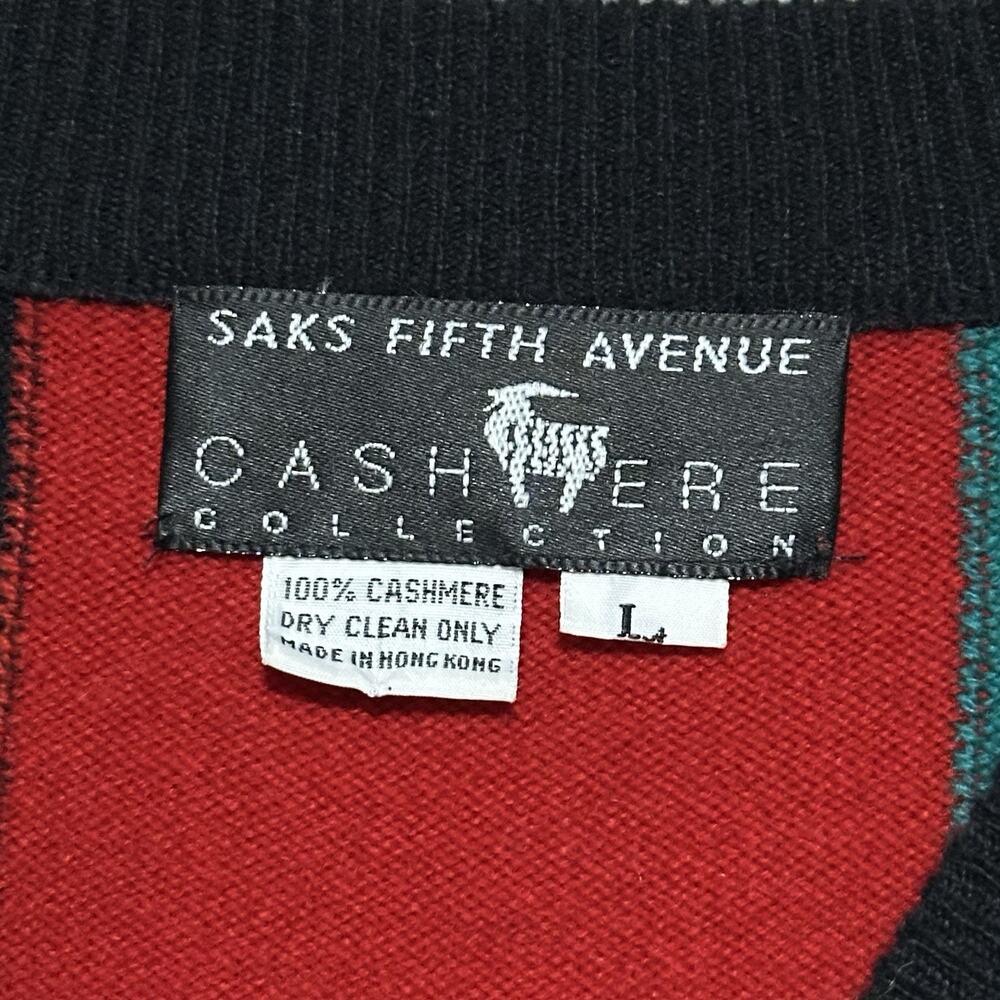 Vintage Saks Fifth Avenue Cashmere‎ Collection Colorblock Sweater Mens L Black - Picture 3 of 7